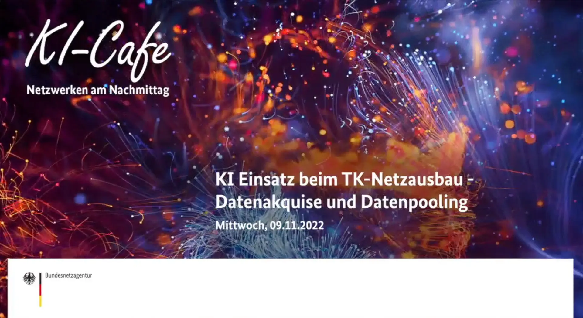Titelbild, Startfolie der Präsentation vom KI-Café der Bundesnetzagentur.