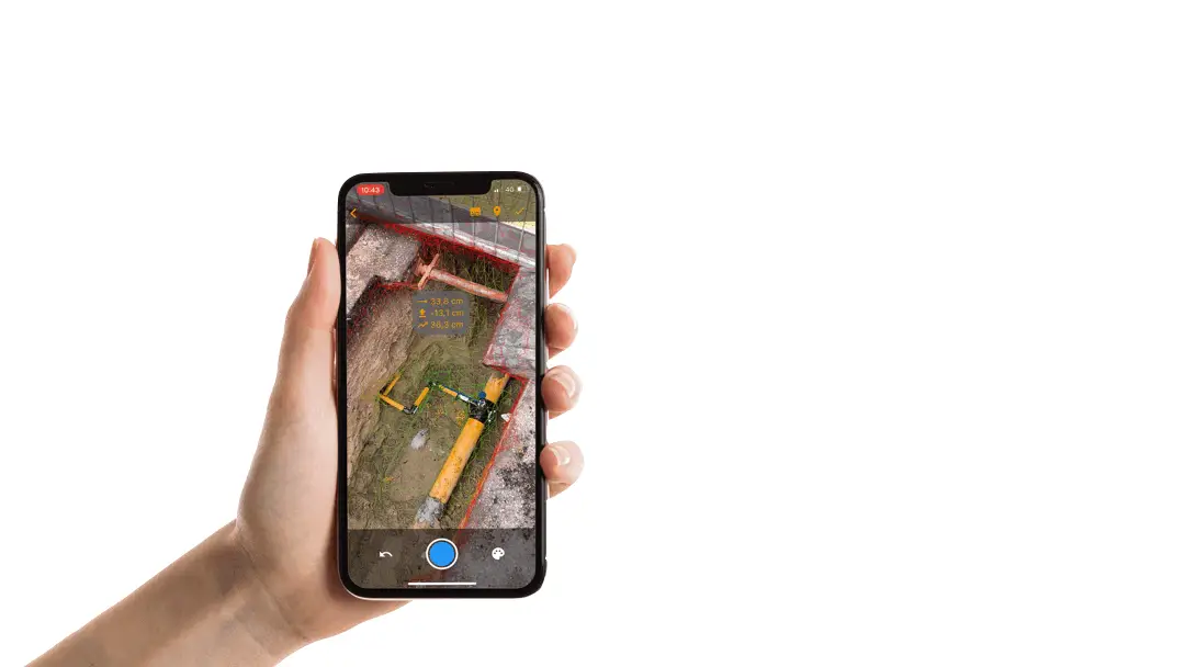 Animation. Smartphone neben einfliegenden Dokumentationspapieren, die aus Vaira heraus exportiert wurden.