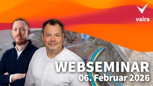 Titelbild zum Webseminar »Digitale Baudokumentation bis zur Abrechnung mit Vaira und Felix« mit Max Erdmann (Vaira) und Jochen Crombach (CRP).