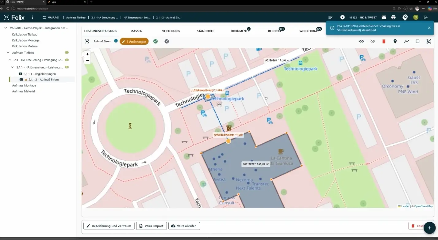 Vaira-Aufmaß georeferenziert in Felix 3
