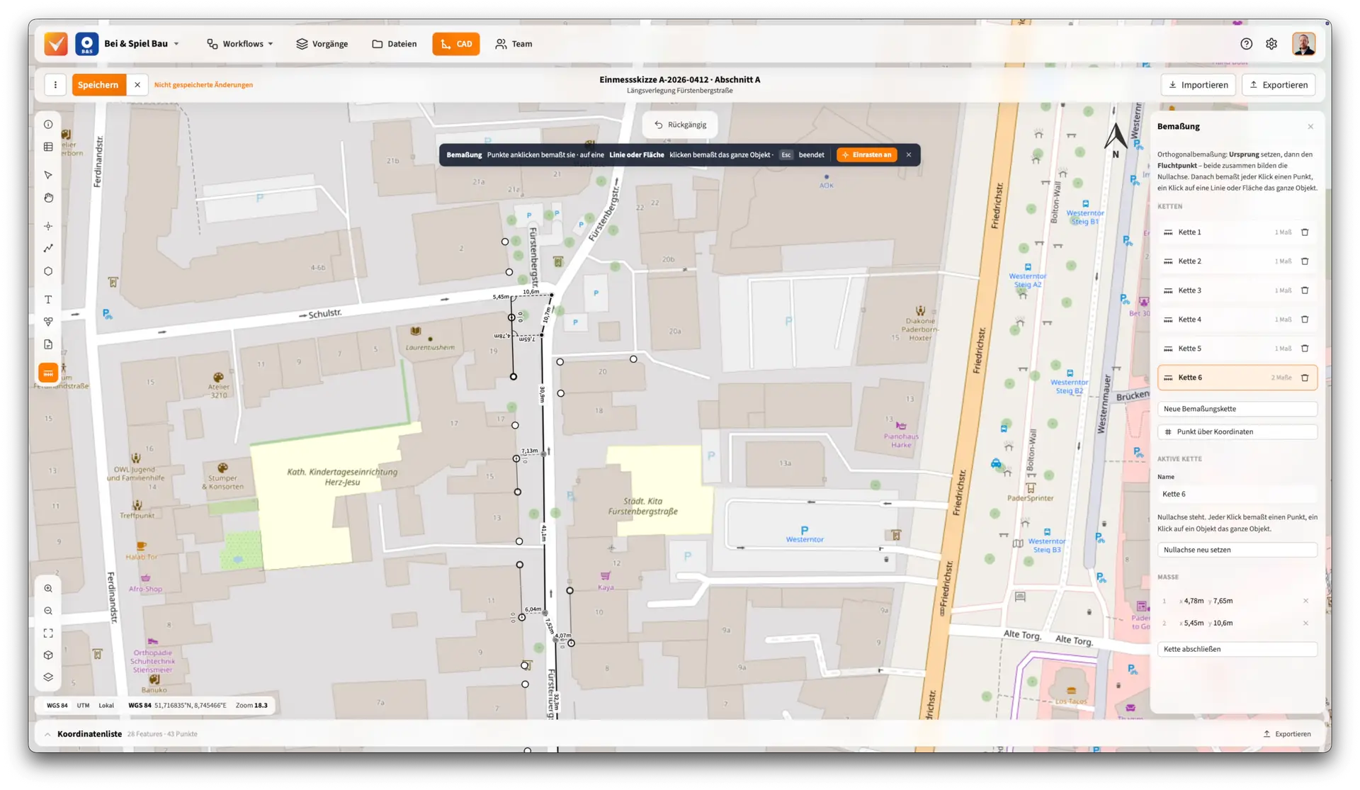 Vaira CAD mit Vermessung und Bemaßung